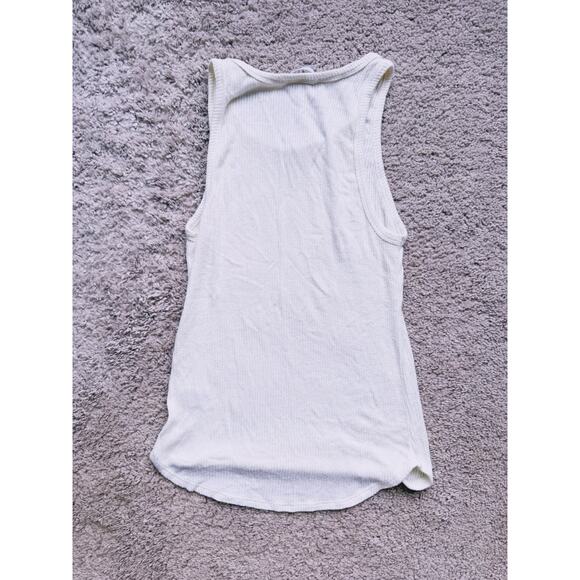 Sablyn Coco Scoop Neck Tank Top Cream Small Quiet Luxury Ribbed Minimalist Layer - Picture 3 of 5